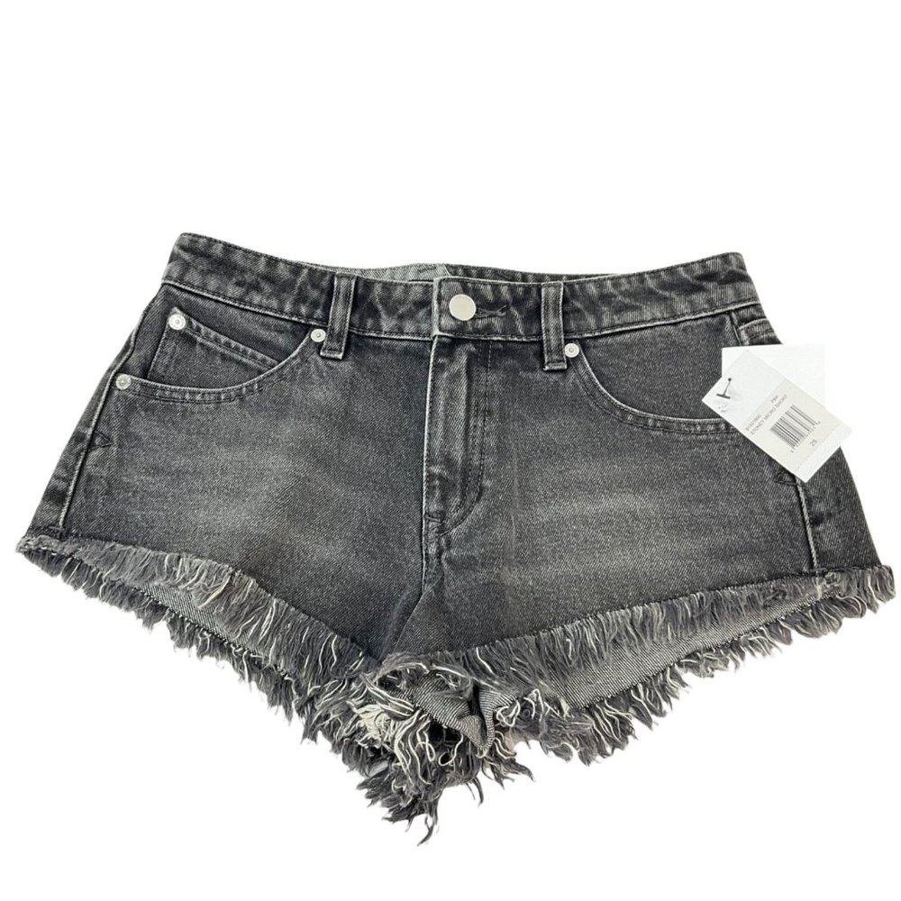 Volcom Shorts Womens Size 25 Wash Black Denim Stoney Booty Frayed Hem Nwt $50